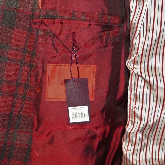 Isaia Dandy Double Face Ferdinando Cashmere Blend Burgundy Plaid Blazer 46R NWT - Picture 10 of 14